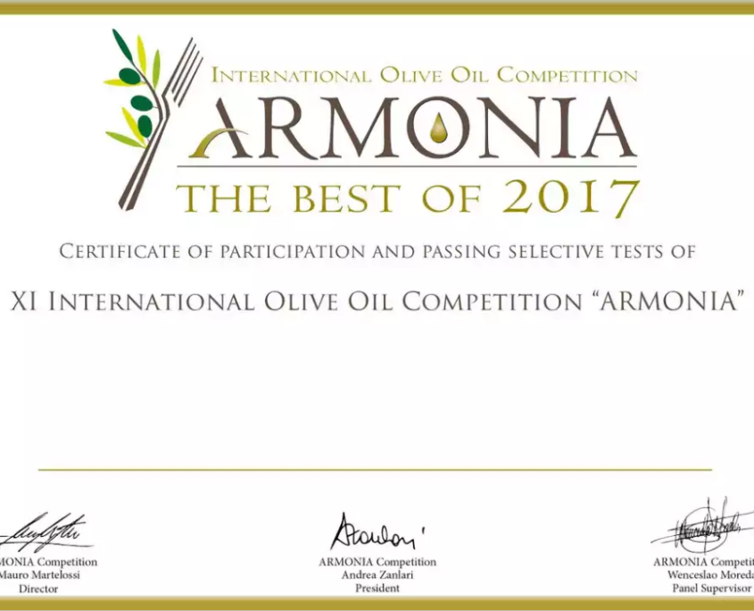prijs winnaar olijfolie bij Armonia